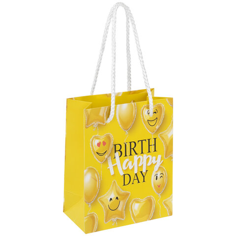 Пакет подарочный 11,4x6,4x14,6 см ЗОЛОТАЯ СКАЗКА "Happy Birthday", Пакет подарочный 11,4x6,4x14,6 см ЗОЛОТАЯ СКАЗКА "Happy Birthday",