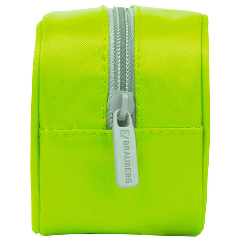 Пенал-косметичка BRAUBERG, мягкий, "KING SIZE NEON GREEN", 20х8х9 см,