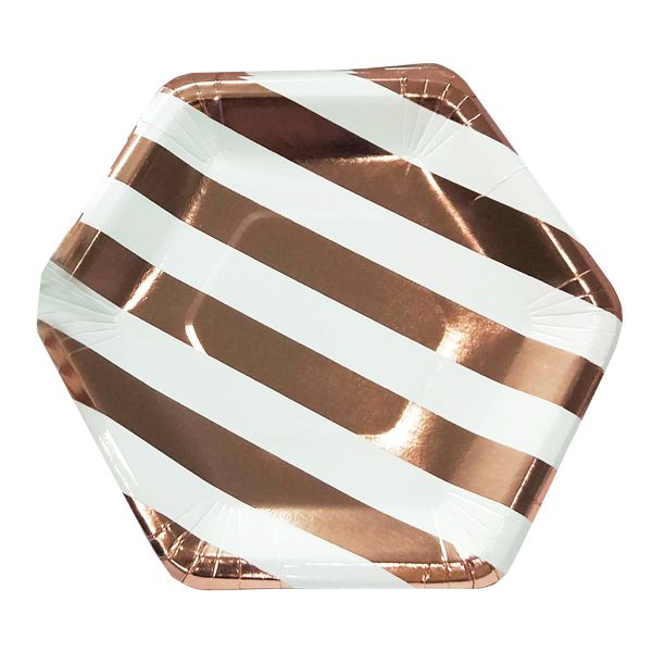 Тарелки White/Rose Gold полоска 20 см 6 шт Тарелки White/Rose Gold полоска 20 см 6 шт
