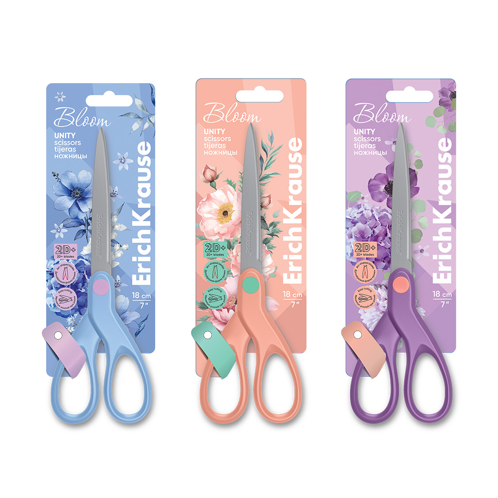 Ножницы ErichKrause Unity Pastel Bloom, 18 см, ассорти Ножницы ErichKrause Unity Pastel Bloom, 18 см, ассорти