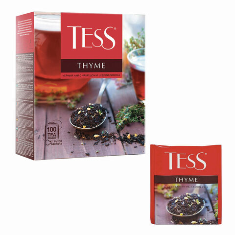 Чай TESS (Тесс) "Thyme", черный, чабрец и цедра лимона, 100 пакетиков Чай TESS (Тесс) "Thyme", черный, чабрец и цедра лимона, 100 пакетиков