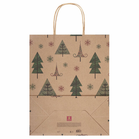 Пакет подарочный КОМПЛЕКТ 10 штук, новогодний, 26x13x32 см, "Kraft Xmas Пакет подарочный КОМПЛЕКТ 10 штук, новогодний, 26x13x32 см, "Kraft Xmas