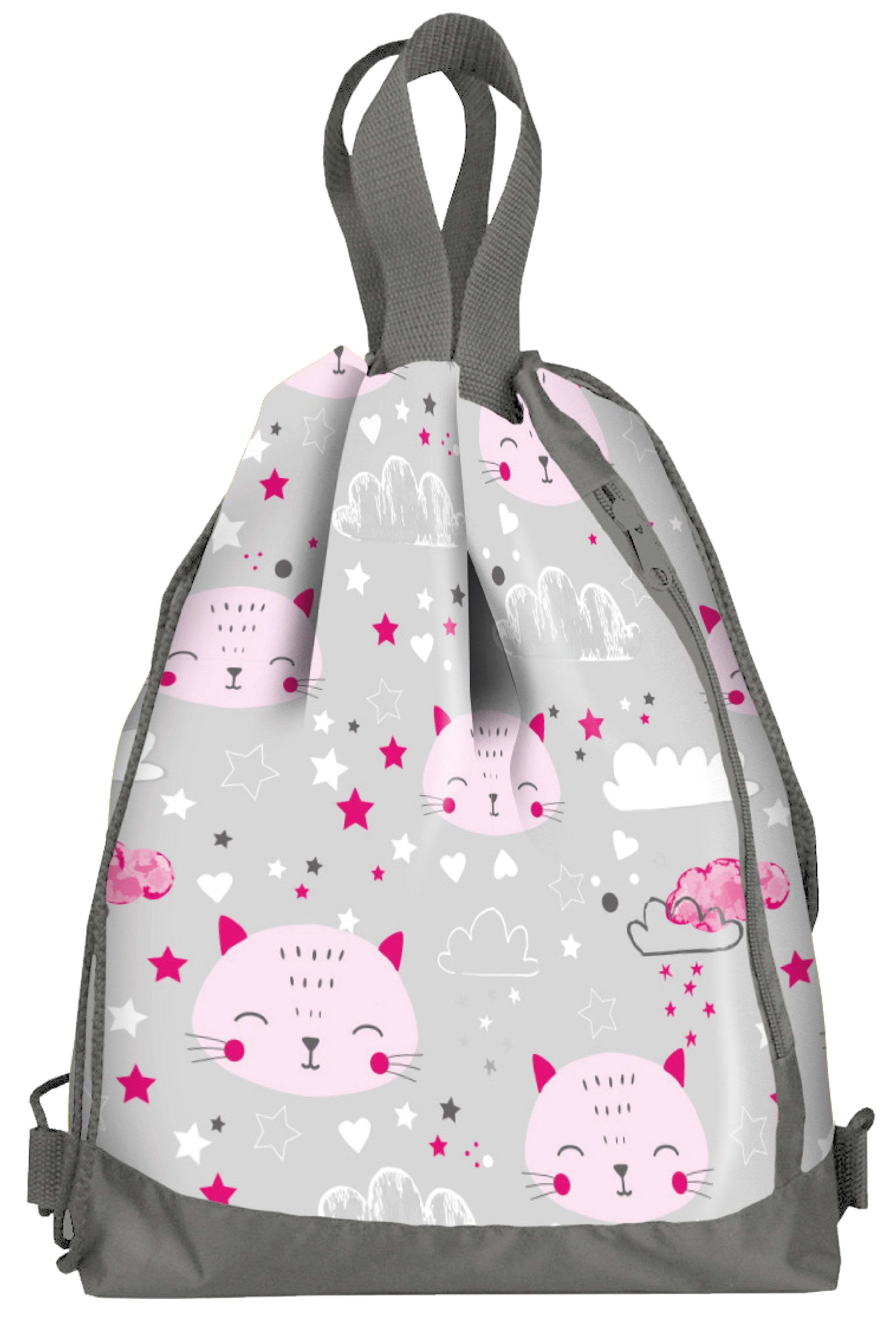 Мешок для обуви Каляка-Маляка КОШКА 38x35x6 см серый 1 отд. с бол. карманом на Мешок для обуви Каляка-Маляка КОШКА 38x35x6 см серый 1 отд. с бол. карманом на