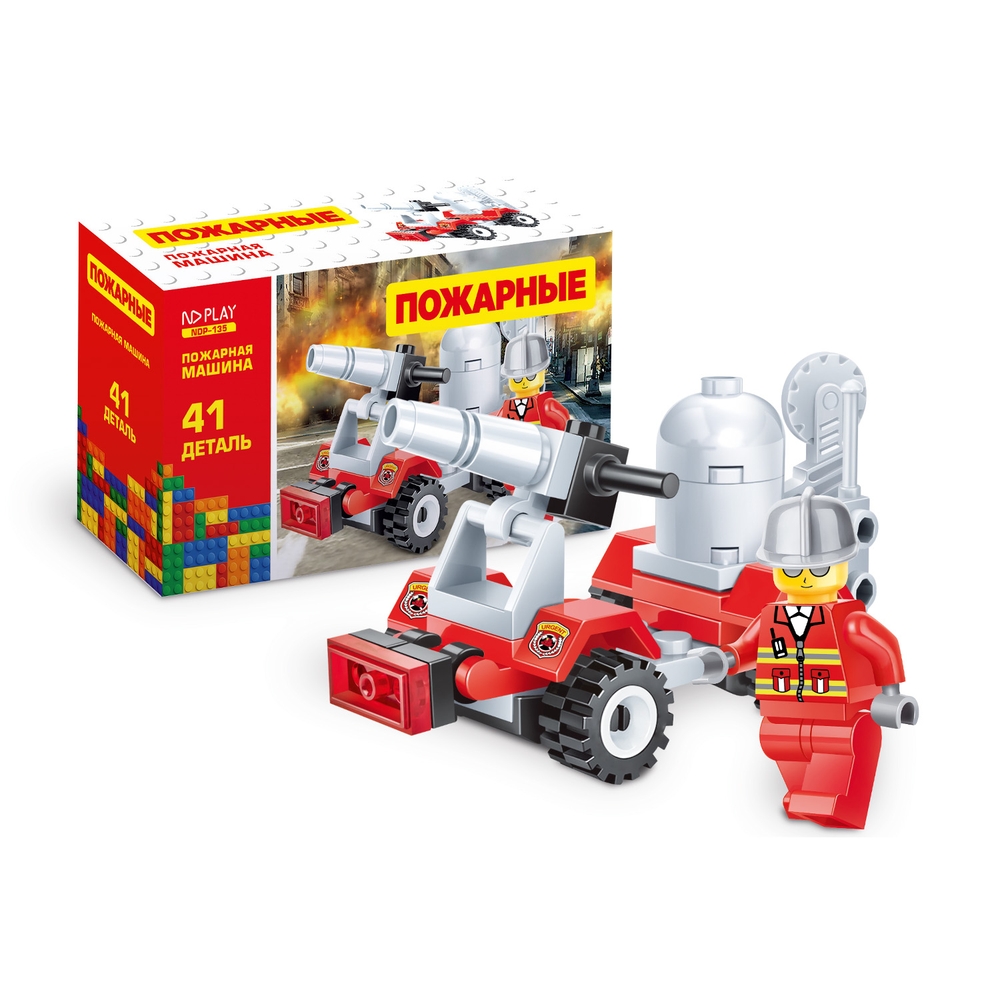 Конструктор пластиковый Пожарная машина, 41 деталь Конструктор пластиковый Пожарная машина, 41 деталь