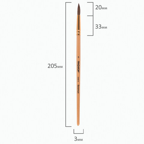 Кисть ПИФАГОР, беличья, круглая, № 5, 200819
