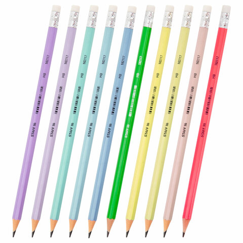 Карандаш чернографитный с ластиком STAFF EVERYDAY BLP-CLR, 1 шт., НВ, цвет