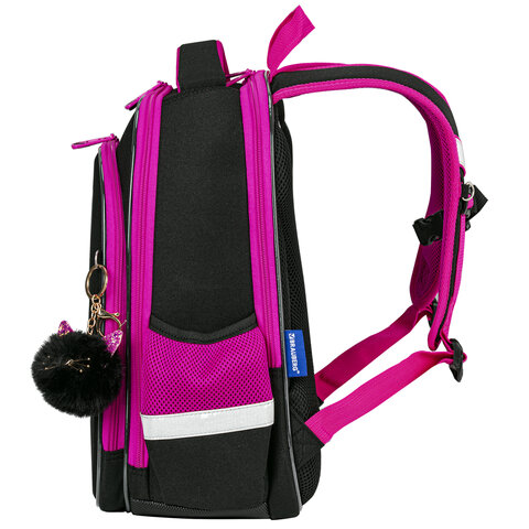 Ранец BRAUBERG QUADRO, 3 отделения, с брелоком, "Black cat", 37х28х18