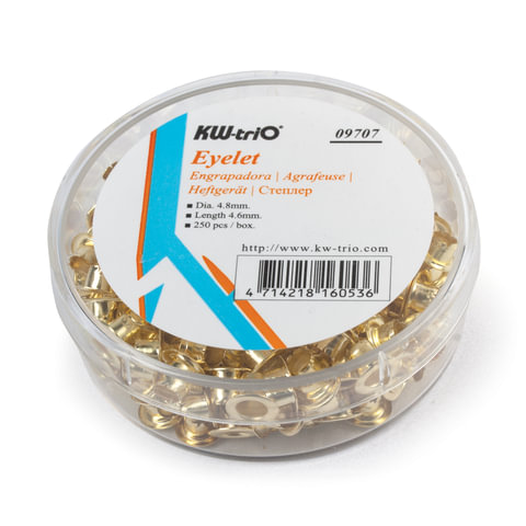 Люверсы омедненные KW-trio, комплект 250 шт., внутренний диаметр 4,8 мм, длина Люверсы омедненные KW-trio, комплект 250 шт., внутренний диаметр 4,8 мм, длина