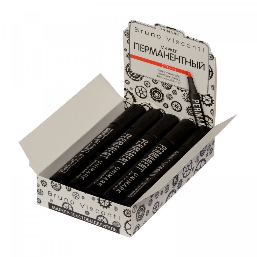 Маркер BrunoVisconti перманентный, черный UniMark. Арт 22-0020