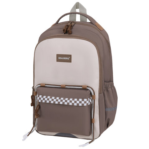Рюкзак BRAUBERG STYLE, 2 отделения, 4 кармана, "Brown checks", Рюкзак BRAUBERG STYLE, 2 отделения, 4 кармана, "Brown checks",
