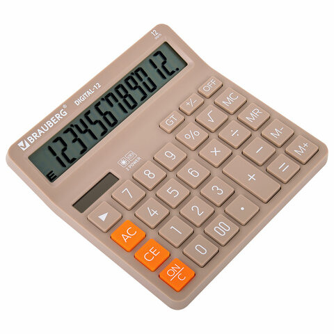Калькулятор настольный BRAUBERG DIGITAL-12-BG (151х152 мм), 12 разрядов, двойное