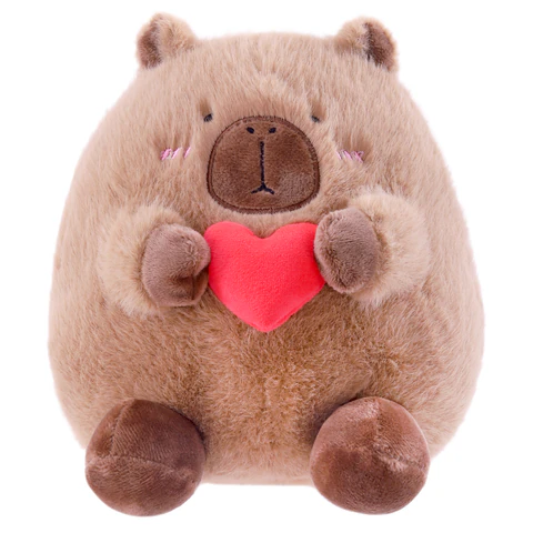 Игрушка мягкая "Капибара с сердечком", 20 см, цвет коричневый, WOOZOO Игрушка мягкая "Капибара с сердечком", 20 см, цвет коричневый, WOOZOO