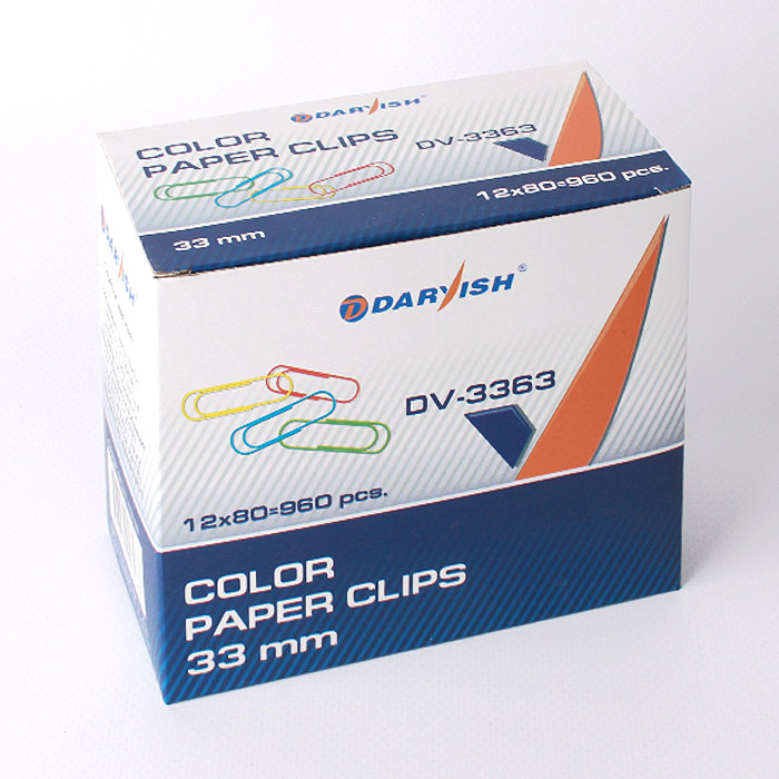 Скрепки 33мм "Darvish" цветные 80шт/уп