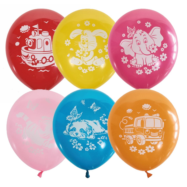 12"/30см Пастель+Декоратор (шелк) 2 ст. рис Детская тематика 50шт 12"/30см Пастель+Декоратор (шелк) 2 ст. рис Детская тематика 50шт