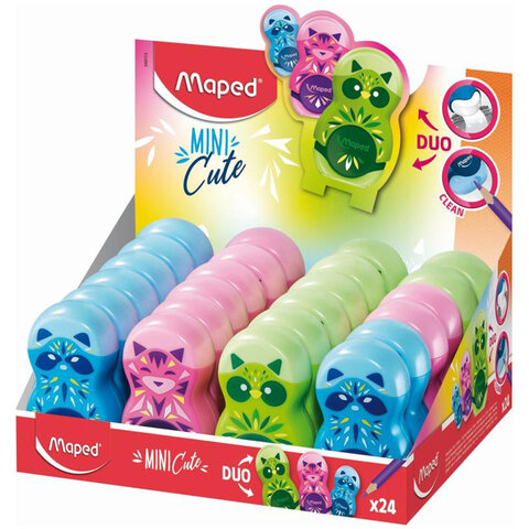 Точилка с ластиком MAPED "LOOPY Mini Cute", с контейнером, корпус Точилка с ластиком MAPED "LOOPY Mini Cute", с контейнером, корпус