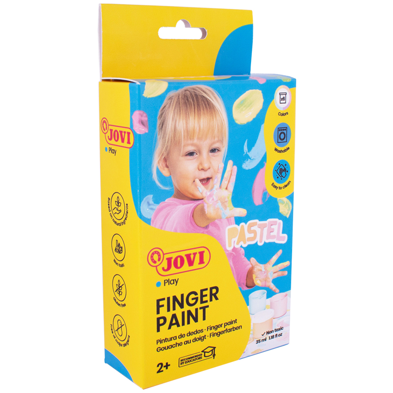 Краски пальчиковые JOVI, 06 пастельных цветов по 35 мл, картон, европодвес Краски пальчиковые JOVI, 06 пастельных цветов по 35 мл, картон, европодвес