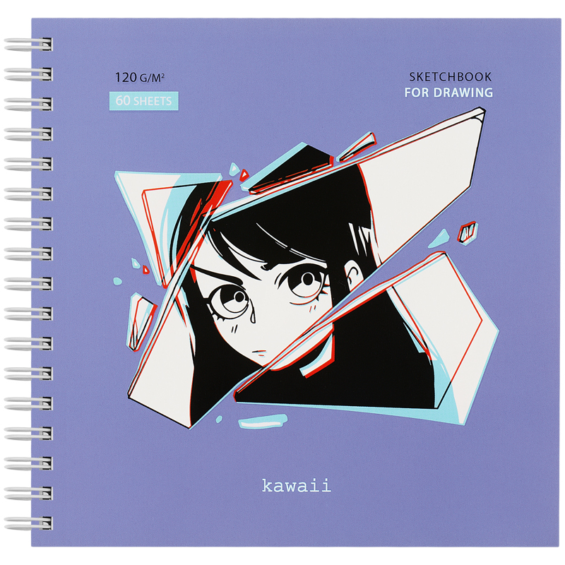 Скетчбук 60л., 150*150 MESHU "Kawaii", на гребне, 120г/м2 Скетчбук 60л., 150*150 MESHU "Kawaii", на гребне, 120г/м2