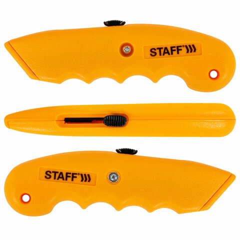 Нож универсальный мощный STAFF PRO, автофиксатор с 3 положениями, ABS-пластик,