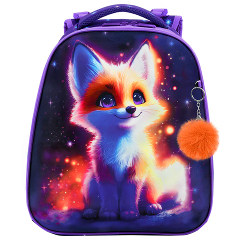 Ранец BRAUBERG UP, 2 отделения, с брелоком, "Bright fox", 36х28х15 см,