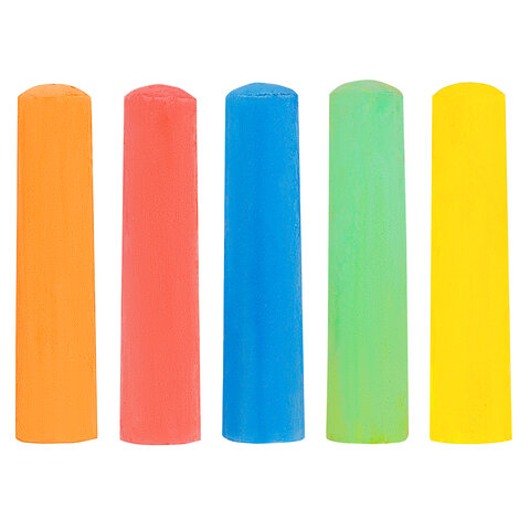 Мел в ведерке для рисования на асфальте 20 штук, 5 цветов, цветной круглый,