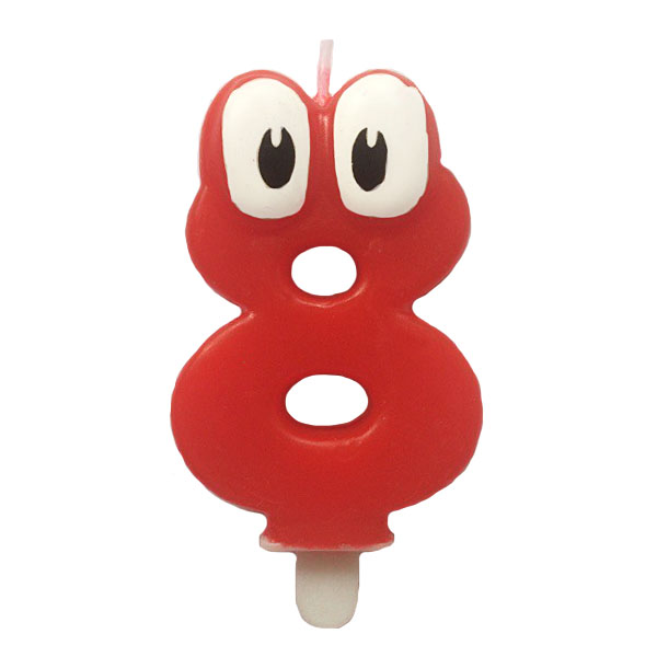 Свеча Цифра 8 Красная С глазками 6,5см Свеча Цифра 8 Красная С глазками 6,5см