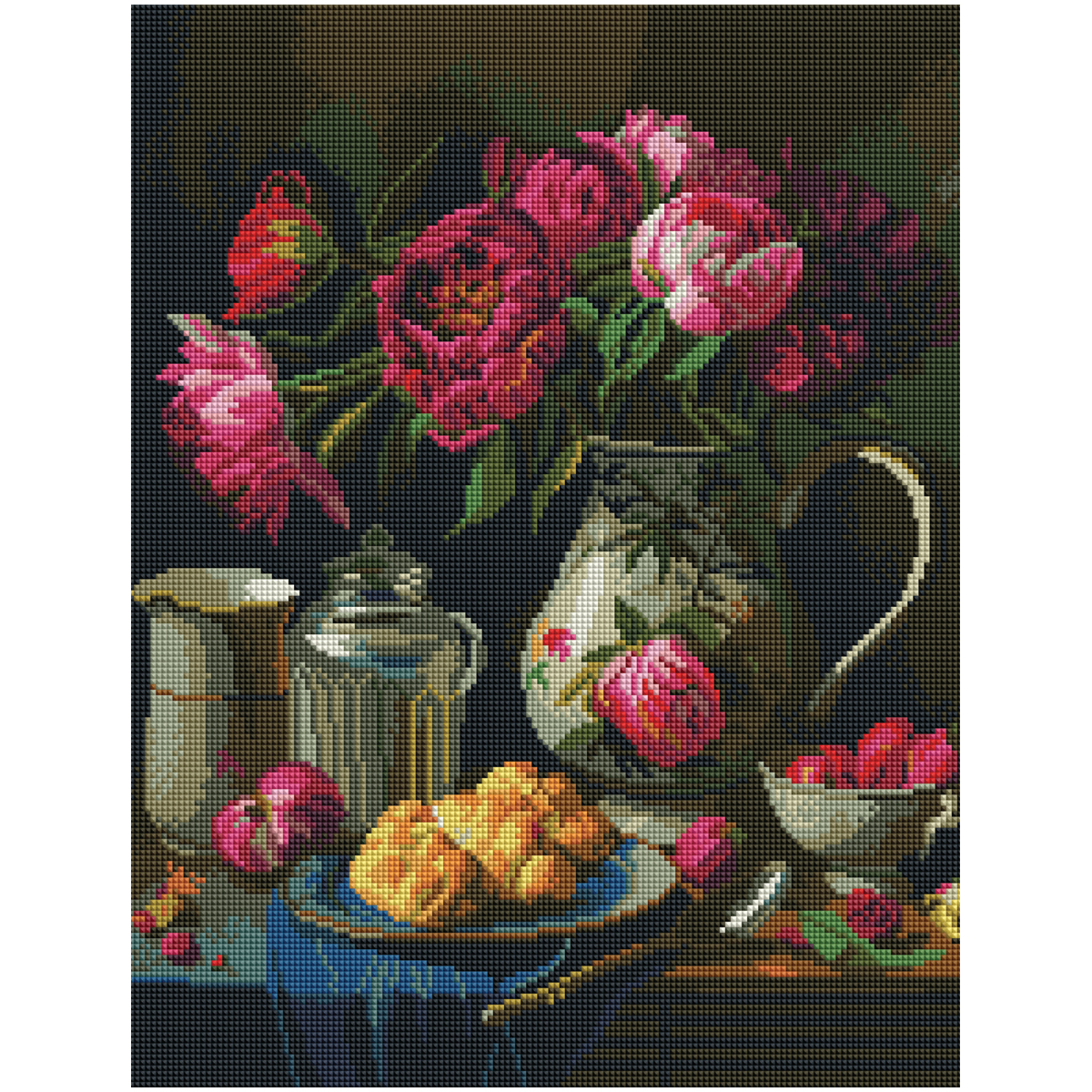 Алмазная мозаика ТРИ СОВЫ "Пионы и клубника", 40*50см, холст на Алмазная мозаика ТРИ СОВЫ "Пионы и клубника", 40*50см, холст на