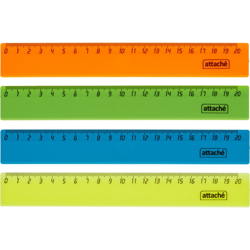 Линейка 20см Attache 4 шт/уп цвет в ассортименте Линейка 20см Attache 4 шт/уп цвет в ассортименте