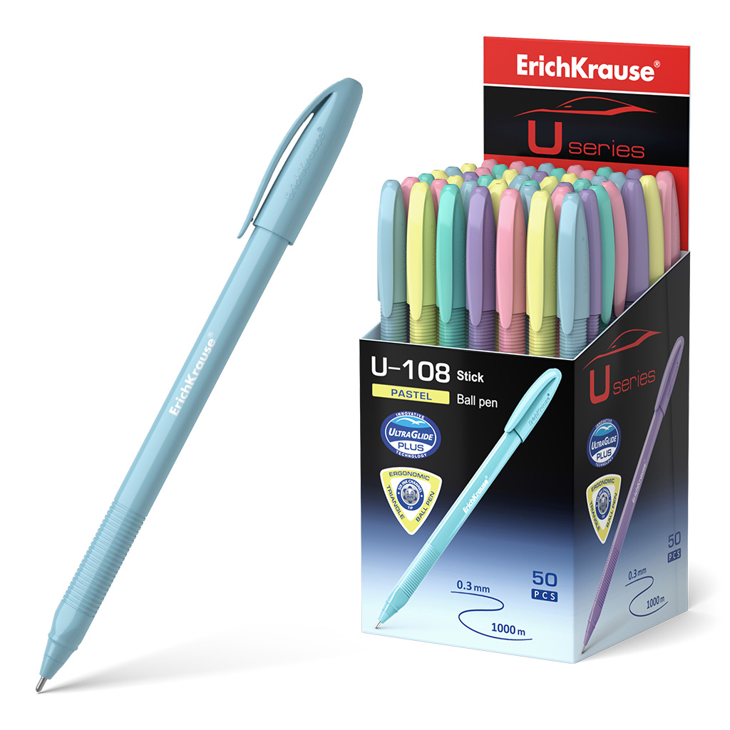 Ручка шариковая ErichKrause® U-108 Pastel Stick 1.0, Ultra Glide Technology, Ручка шариковая ErichKrause® U-108 Pastel Stick 1.0, Ultra Glide Technology,