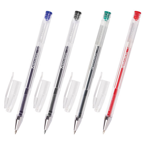 Ручки гелевые BRAUBERG, НАБОР 4 шт., АССОРТИ, "Jet", узел 0,5 мм,