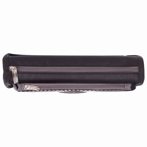 Пенал ЮНЛАНДИЯ, 2 отделения, полиэстер, "Shark", черный, 21х6х9 см,