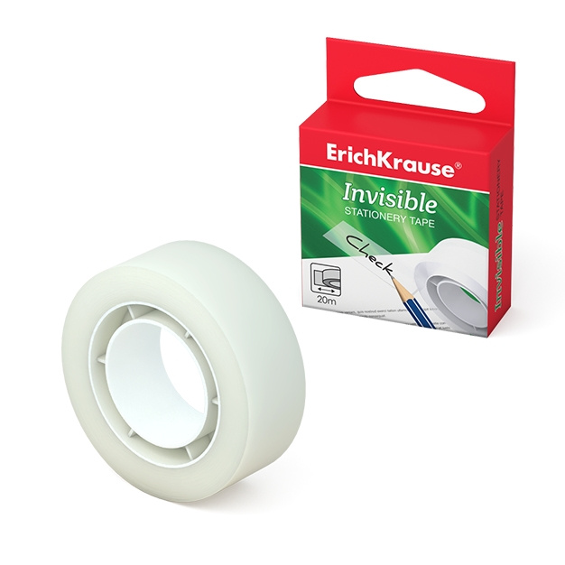 Клейкая лента Erich Krause Invisible, 18ммх20м (в коробке по 1 шт.) Клейкая лента Erich Krause Invisible, 18ммх20м (в коробке по 1 шт.)