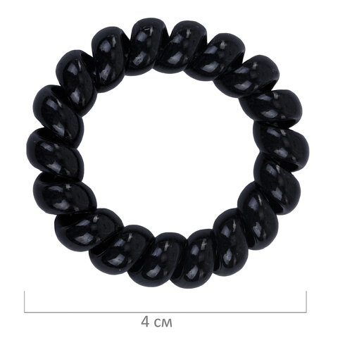 Резинки для волос НАБОР 4 шт., диаметр 4 см, пружинка, чёрный, прозрачный, MONTE Резинки для волос НАБОР 4 шт., диаметр 4 см, пружинка, чёрный, прозрачный, MONTE