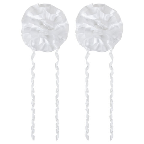 Банты для волос НАБОР 2 шт., 10 см на резинке, белый, АССОРТИ, MONTE VITA (МОНТЕ