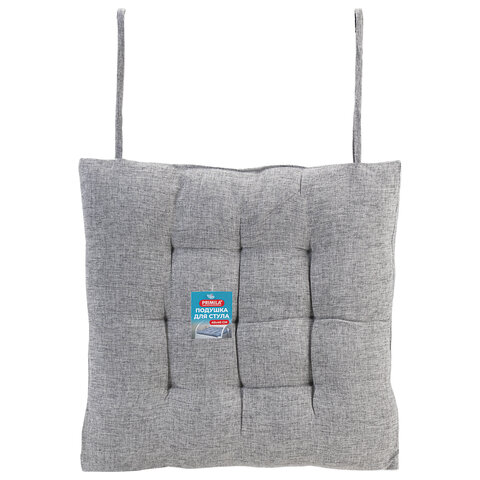 Подушка на стул "РОГОЖКА", 40x40 см, полиэстер, светло-серая, PRIMILA