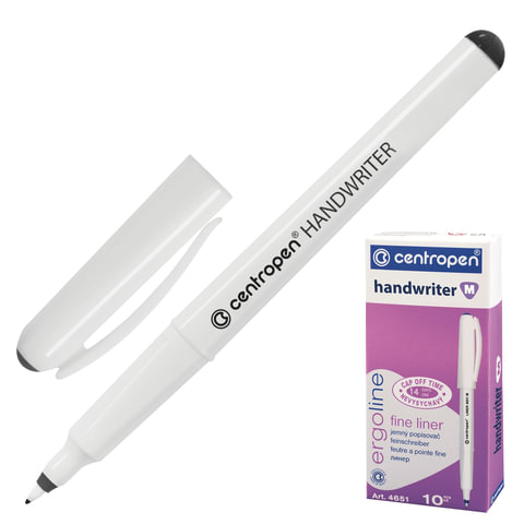 Ручка капиллярная (линер) ЧЕРНАЯ CENTROPEN "Handwriter", трехгранная, Ручка капиллярная (линер) ЧЕРНАЯ CENTROPEN "Handwriter", трехгранная,