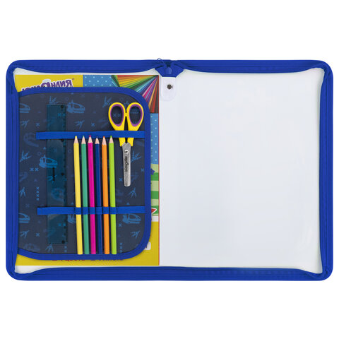 Папка для труда на молнии ЮНЛАНДИЯ А4, 1 отделение, откидная планка, органайзер,