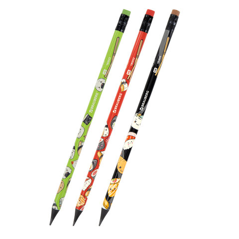 Карандаш чернографитный с принтом BRAUBERG "JAPAN FOOD", 1 шт., HB, с Карандаш чернографитный с принтом BRAUBERG "JAPAN FOOD", 1 шт., HB, с