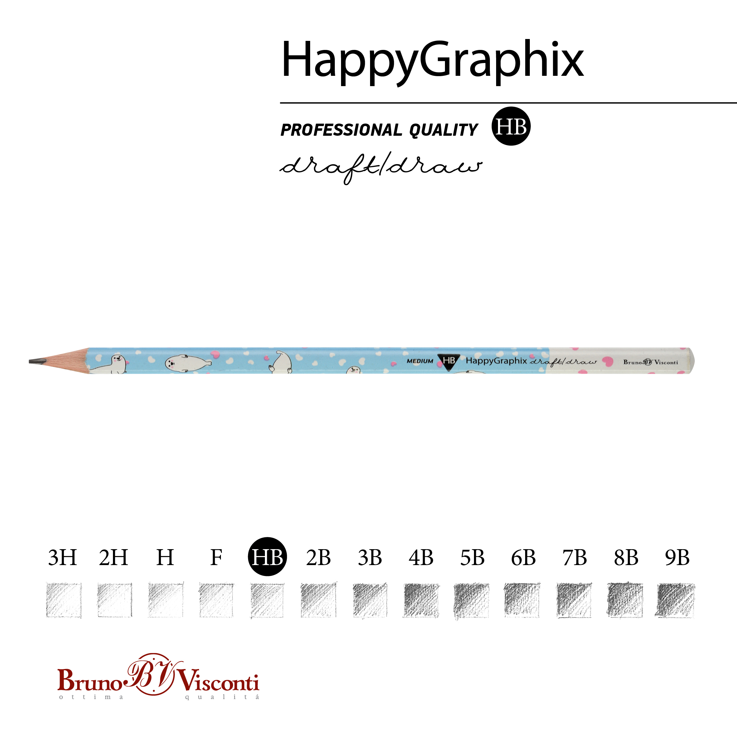 КАРАНДАШ ЧЕРНОГРАФИТОВЫЙ "HappyGraphix" БЕЛЬКИ НВ