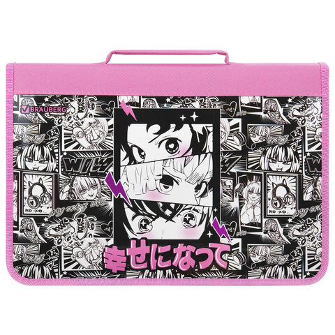 Папка на молнии BRAUBERG А4 с ручкой, с органайзером, 1 отделение, "Anime Папка на молнии BRAUBERG А4 с ручкой, с органайзером, 1 отделение, "Anime