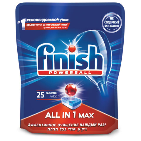 Таблетки для мытья посуды в посудомоечных машинах 25 шт. FINISH (Финиш) All in Таблетки для мытья посуды в посудомоечных машинах 25 шт. FINISH (Финиш) All in