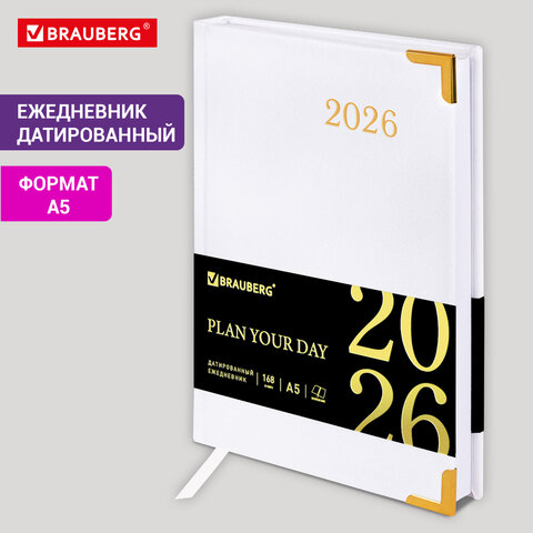 Ежедневник датированный 2026, А5, 138x213 мм, BRAUBERG "Senator", под Ежедневник датированный 2026, А5, 138x213 мм, BRAUBERG "Senator", под
