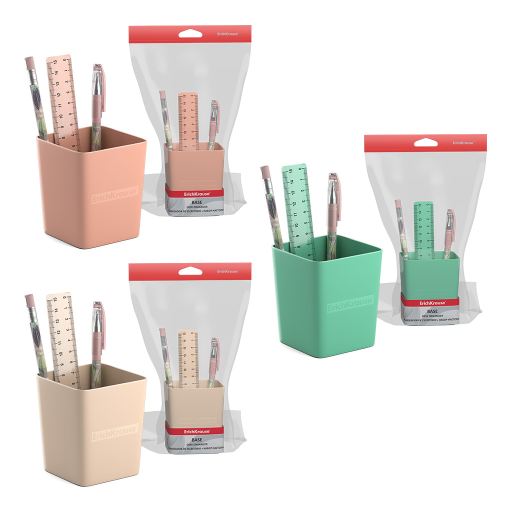 Набор настольный пластиковый ErichKrause® Base, Powder, ассорти из 3 цветов Набор настольный пластиковый ErichKrause® Base, Powder, ассорти из 3 цветов