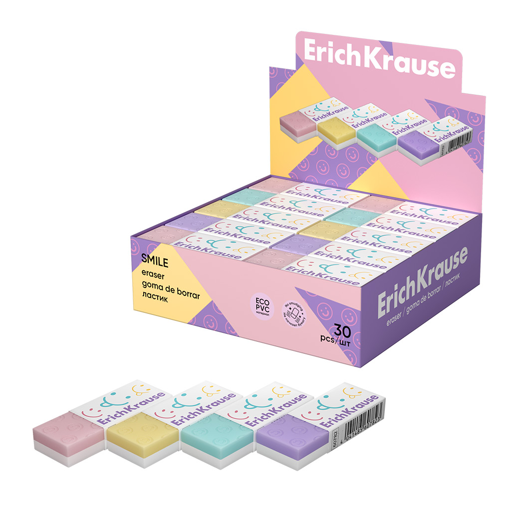 Ластик ErichKrause Smile (в коробке по 30 штук) Ластик ErichKrause Smile (в коробке по 30 штук)