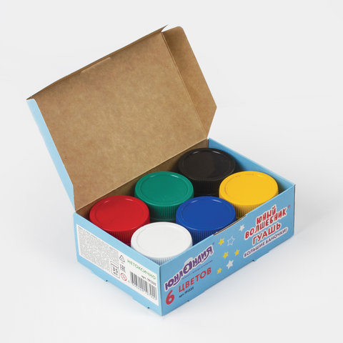 Гуашь ЮНЛАНДИЯ "ЮНЫЙ ВОЛШЕБНИК", 6 цветов по 35 мл, БОЛЬШИЕ БАНОЧКИ, Гуашь ЮНЛАНДИЯ "ЮНЫЙ ВОЛШЕБНИК", 6 цветов по 35 мл, БОЛЬШИЕ БАНОЧКИ,