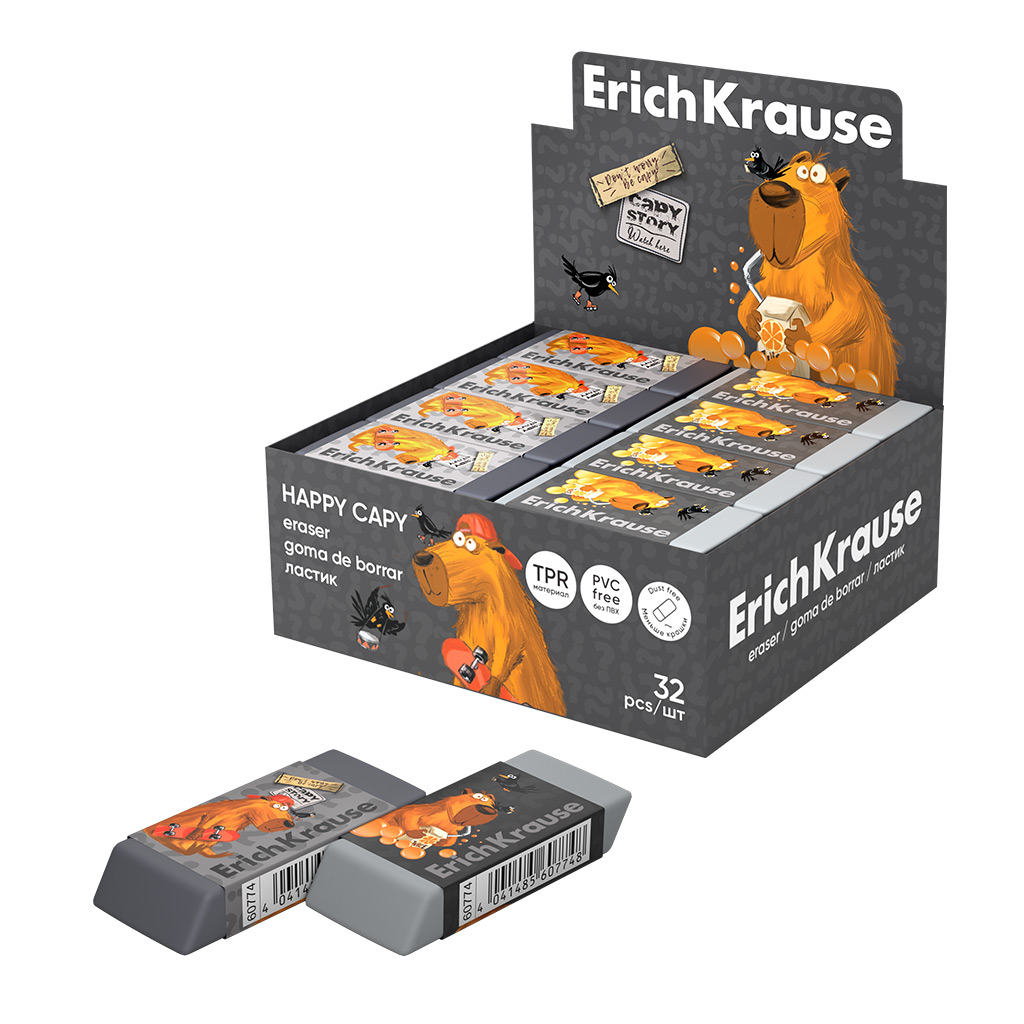 Ластик Erich Krause Happy Capy (в коробке по 32 штуки) Ластик Erich Krause Happy Capy (в коробке по 32 штуки)