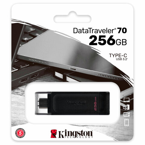 Флеш-диск 256 GB KINGSTON DataTraveler 70, разъем Type-C 3.2, черный, DT70/256GB Флеш-диск 256 GB KINGSTON DataTraveler 70, разъем Type-C 3.2, черный, DT70/256GB