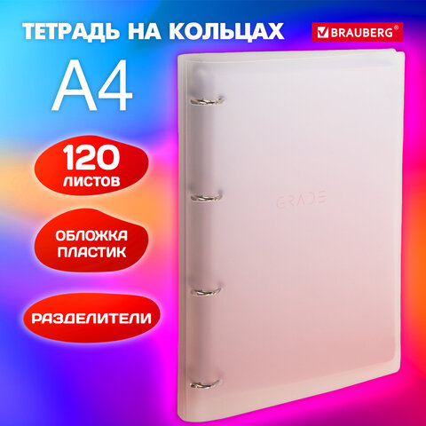 Тетрадь на кольцах БОЛЬШАЯ 305х230мм А4, 120л, пластик, с разделителями, Тетрадь на кольцах БОЛЬШАЯ 305х230мм А4, 120л, пластик, с разделителями,