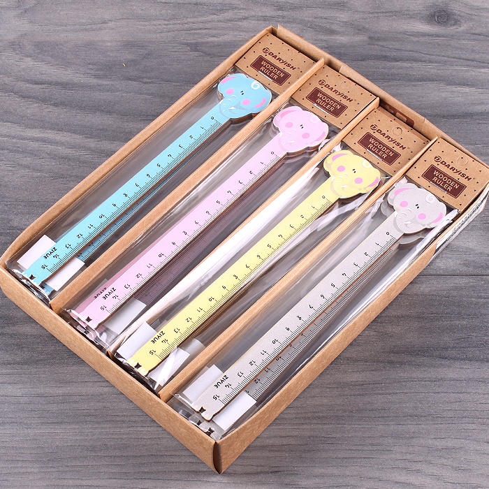 Линейка 15см деревянная "Слоненок" ассорти Линейка 15см деревянная "Слоненок" ассорти