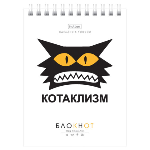 Блокнот МАЛЫЙ ФОРМАТ А6, 40 л., гребень, картон, клетка, HATBER, Блокнот МАЛЫЙ ФОРМАТ А6, 40 л., гребень, картон, клетка, HATBER,