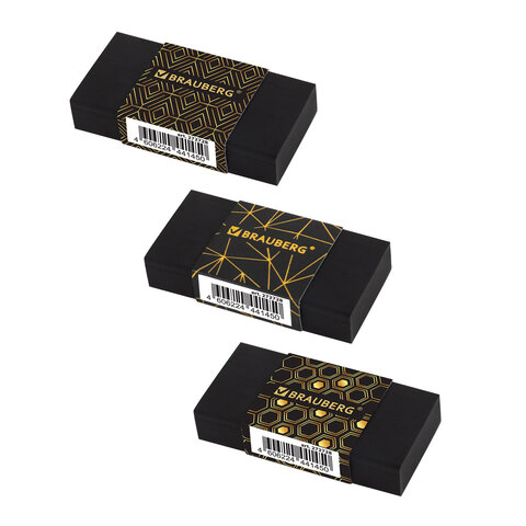 Ластик BRAUBERG "GOLDEN BLACK", 50х24х10 мм, прямоугольный, картонный